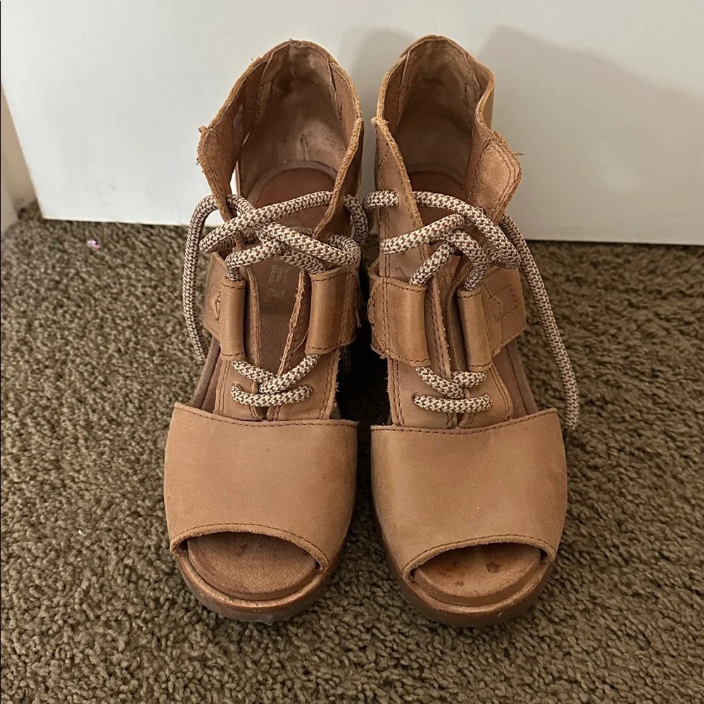 Sorel Women's Brown Lace-Up Wedges - Picture 2 of 3